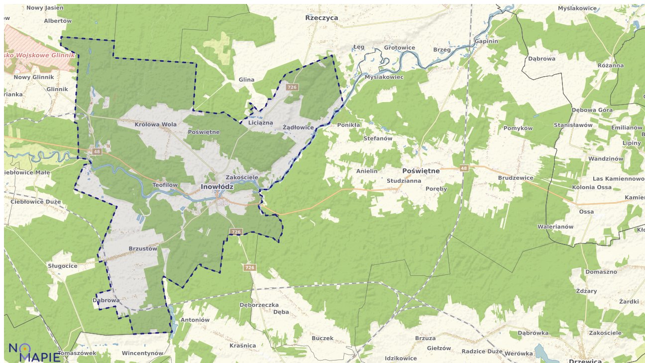 Mapa obszarów ochrony przyrody Inowłodza