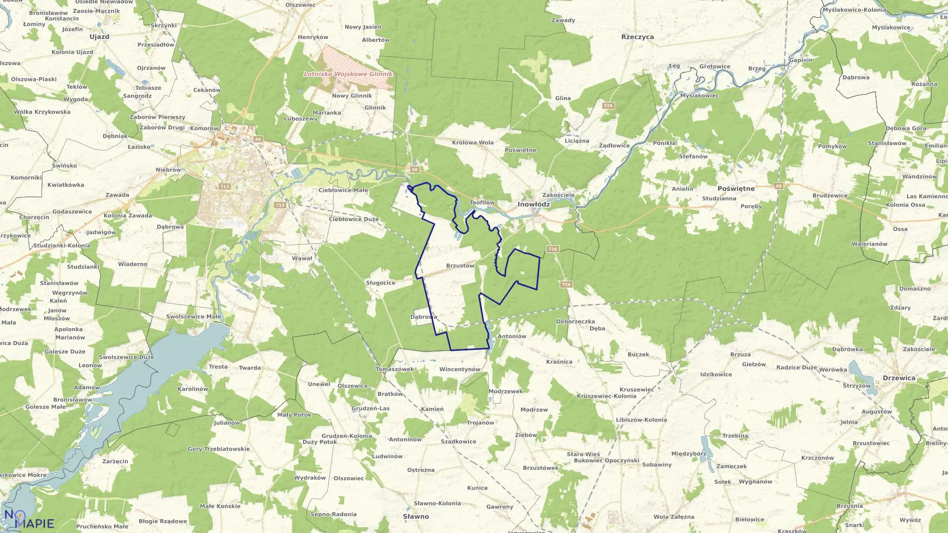 Mapa obrębu BRZUSTÓW gmina Inowłódz