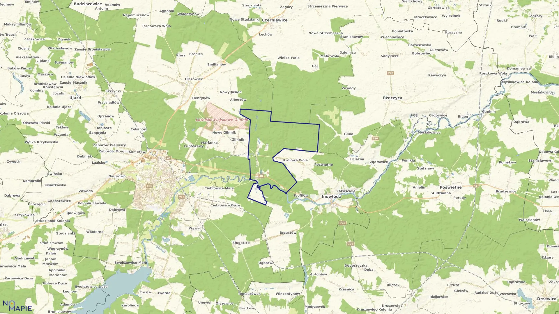 Mapa obrębu SPAŁA gmina Inowłódz